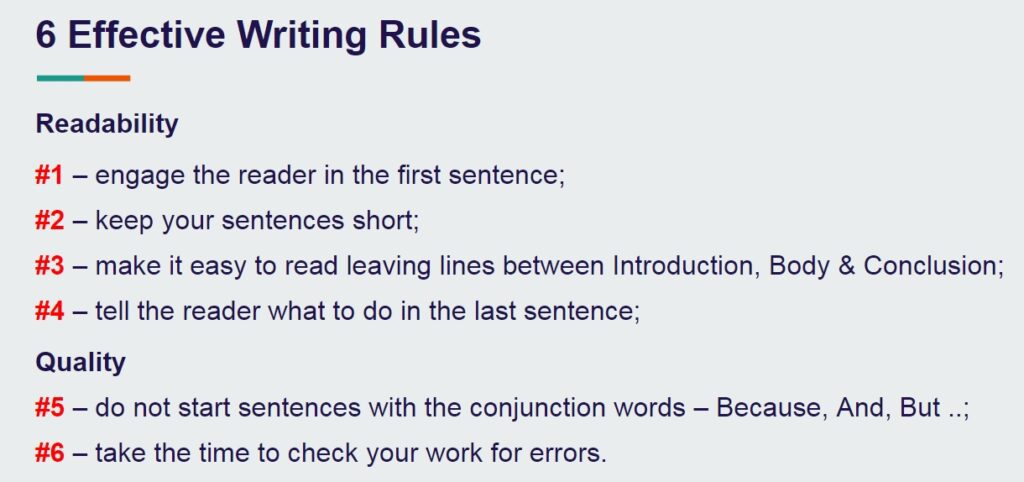 six effectie writing rules
